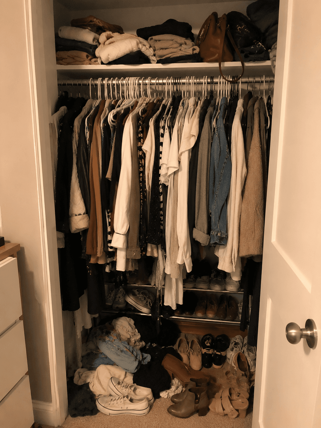 Disorganized wardrobe — before monia